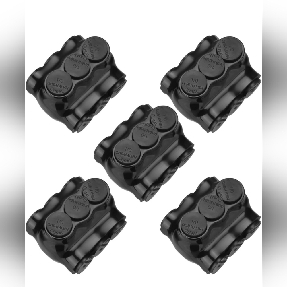 5 Pack Black Multi Cable Connector‎ Insulated Multi Tap Connector 3 Wire Port